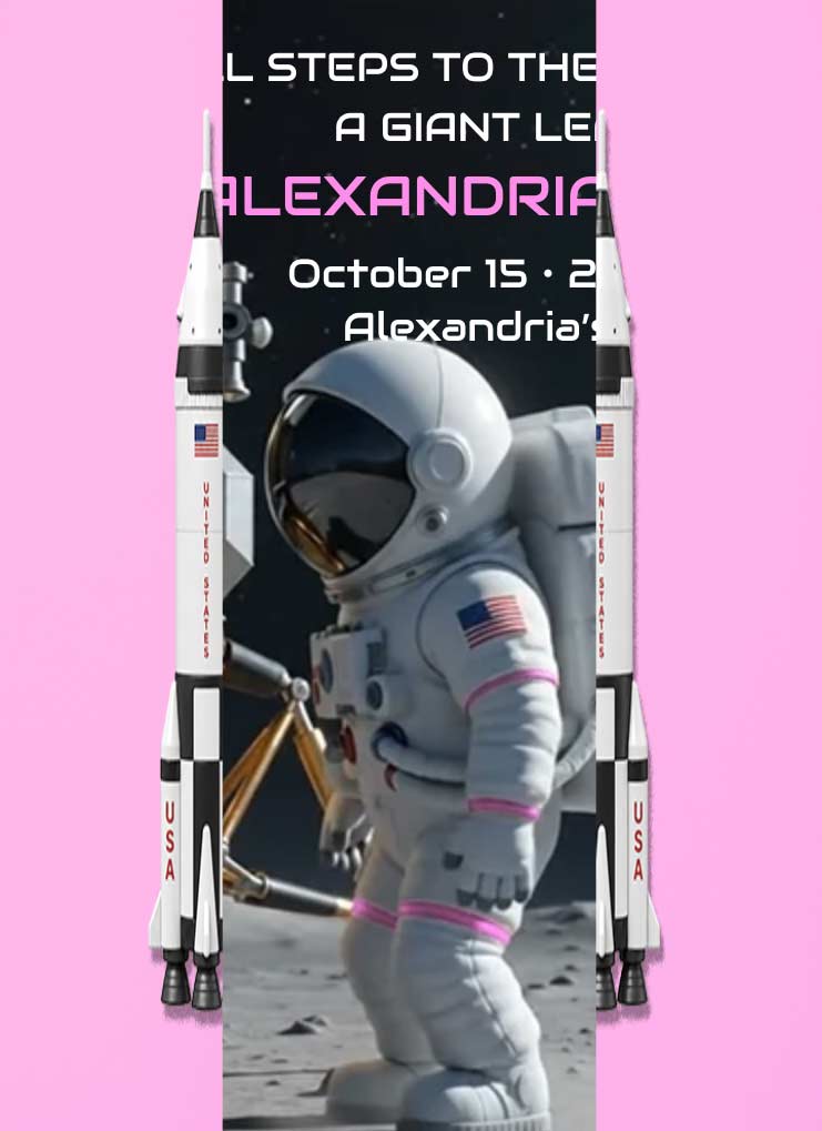 Moon Skip Animated Space Kids' Birthday Invitation.